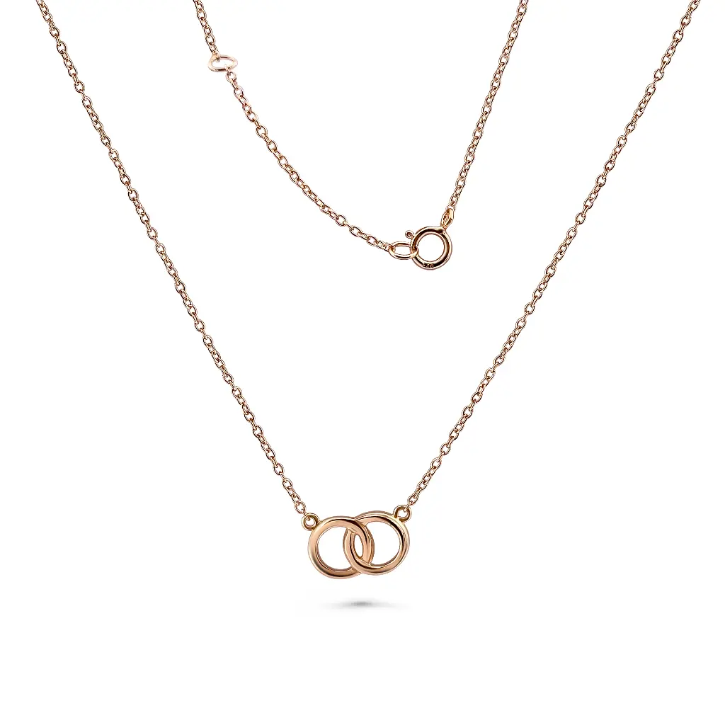 Flat Interlocking Circles Pendant Necklace - Rose Gold