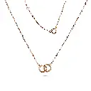 Flat Interlocking Circles Pendant Necklace - Rose Gold