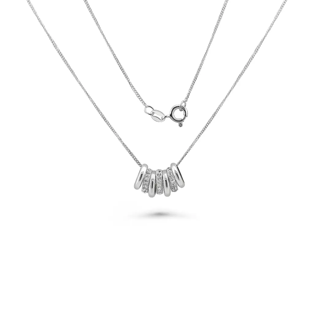 Center Diamond Necklace - Silver Finish 