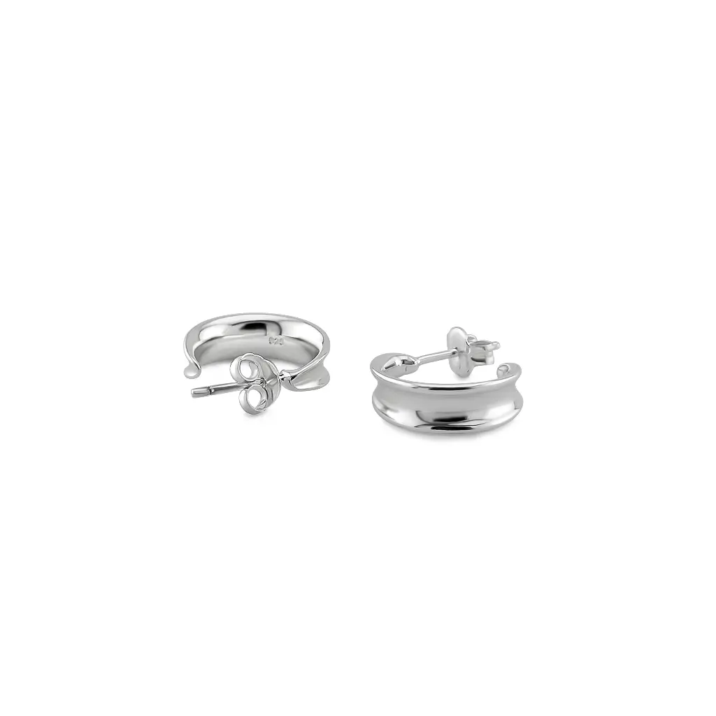 Silver smooth hoop earring