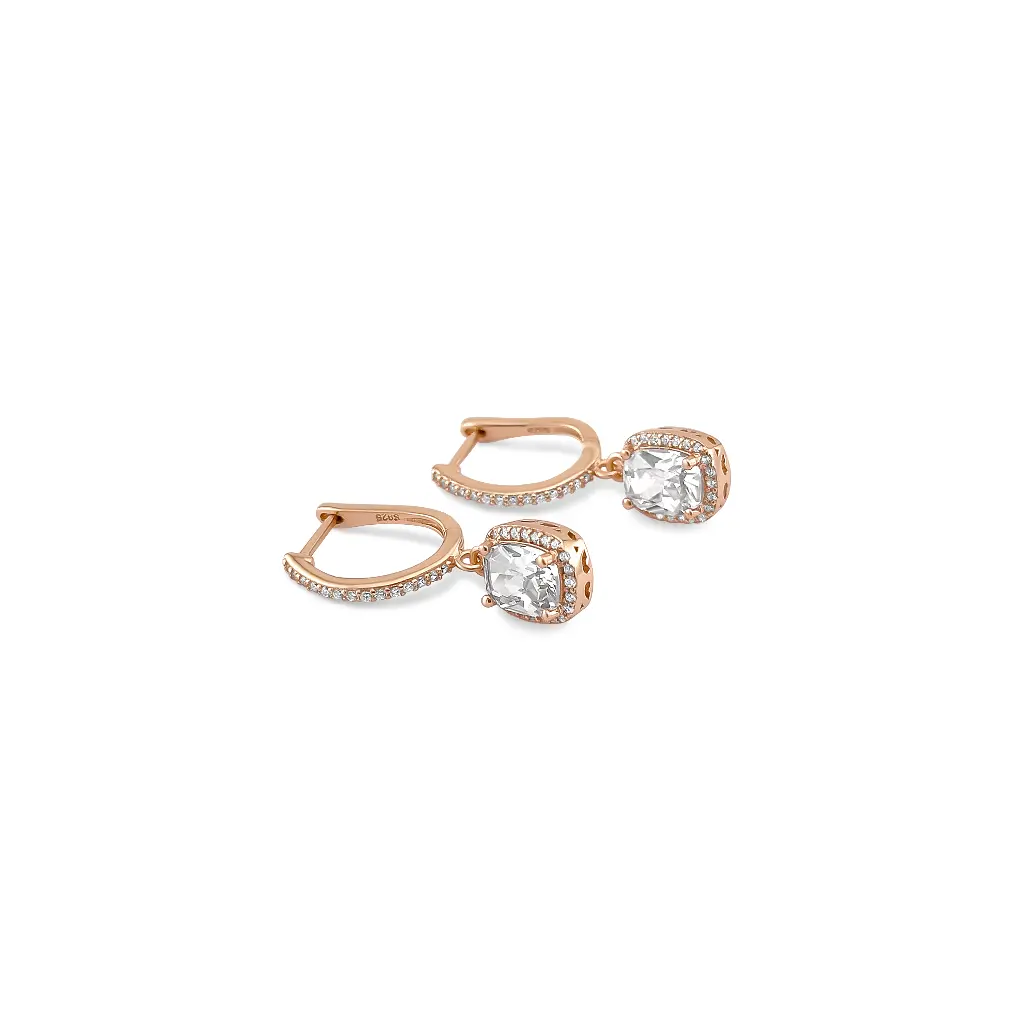 Sparkling Rose Gold Cubic Zirconia Stud Earrings