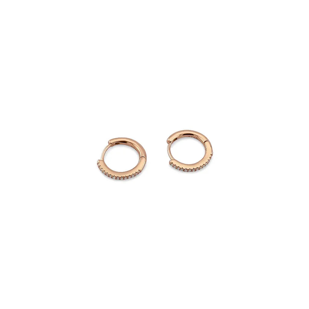 Rose Gold Hoop Earrings with Pave Diamonds