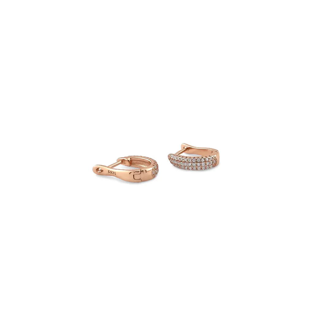 Diamond Studded Rose Gold Hoop Earrings
