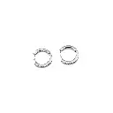 Silver Finish Hoop Earrings with Pave Diamonds