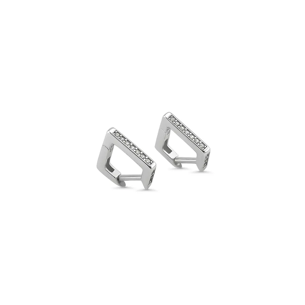 Sparkling Cubic Zirconia Trianngle Stud Earrings