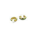 Emerald Elegance: 18k Gold Hoop Earrings with Gemstones