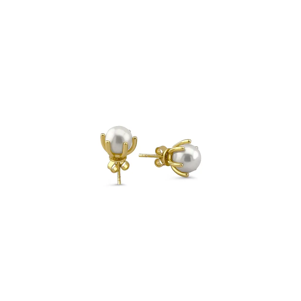 Classic Gold Plated Pearl Stud Earrings