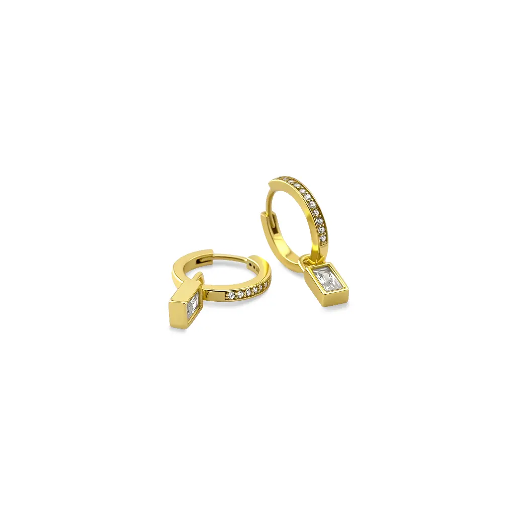 Sparkling Squares Gold Hoop Earrings