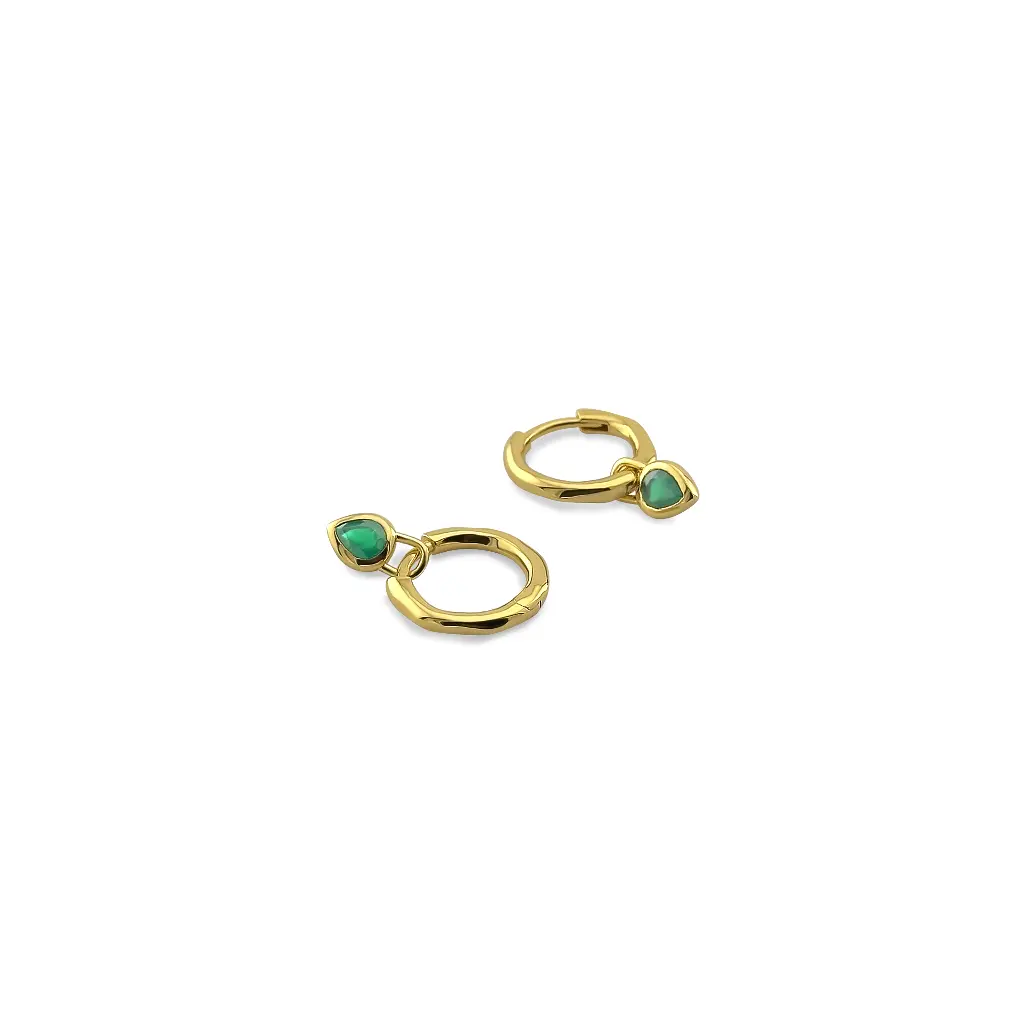 Elegant Hoop Earrings Featuring Vibrant Green Gemstones