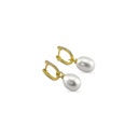 Elegant 18K Gold Pearl Drop Earrings | S925 Silver Huggie Hoops with CZ