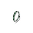 Channel Set Emerald CZ Eternity Ring Rhodium Plated
