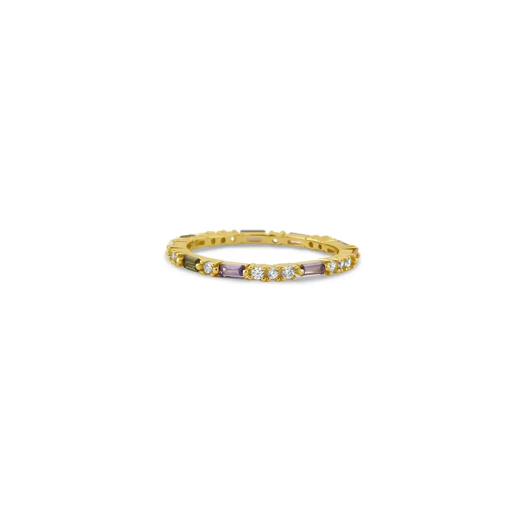 Delicate Gold Band with Gemstone Accents