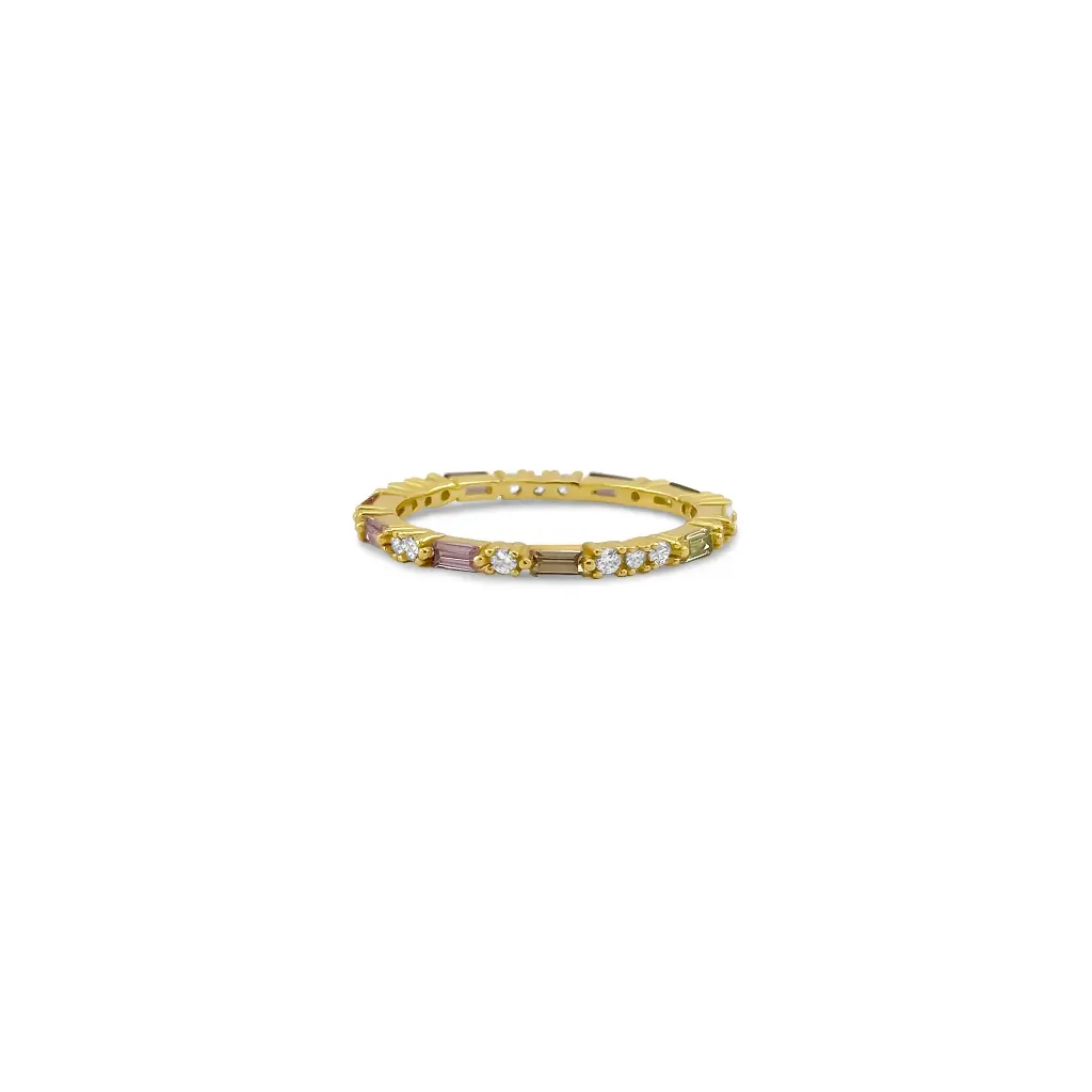 Delicate Gold Band with Gemstone Accents