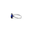 Sapphire Blue Square-Cut Ring with Diamond Accents