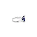 Sapphire Blue Square-Cut Ring with Diamond Accents