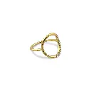 Elegant Gold-Plated Sterling Silver Open Circle Ring with Pave Diamonds