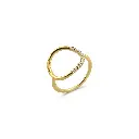 Elegant Gold-Plated Sterling Silver Open Circle Ring with Pave Diamonds