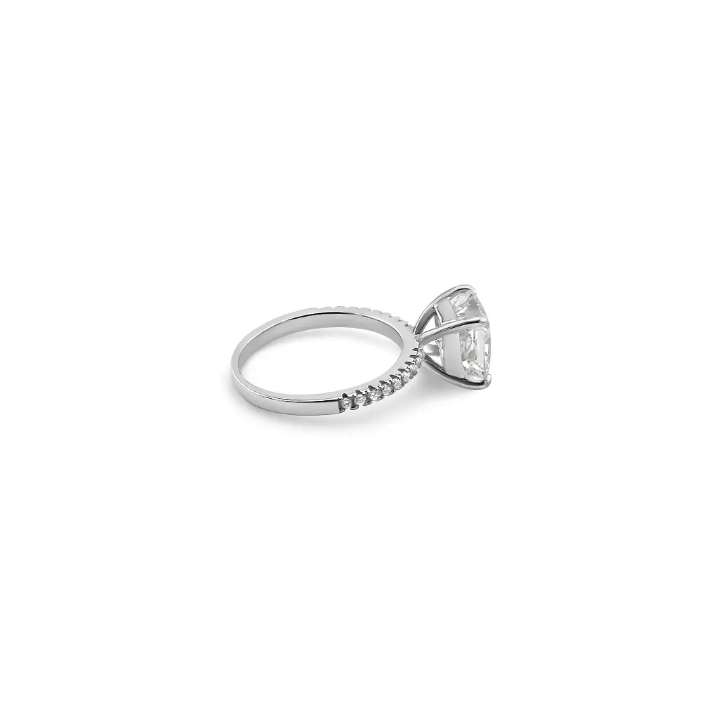 Dazzling Rhodium Plated Sterling Silver Ring with Cubic Zirconia Diamond