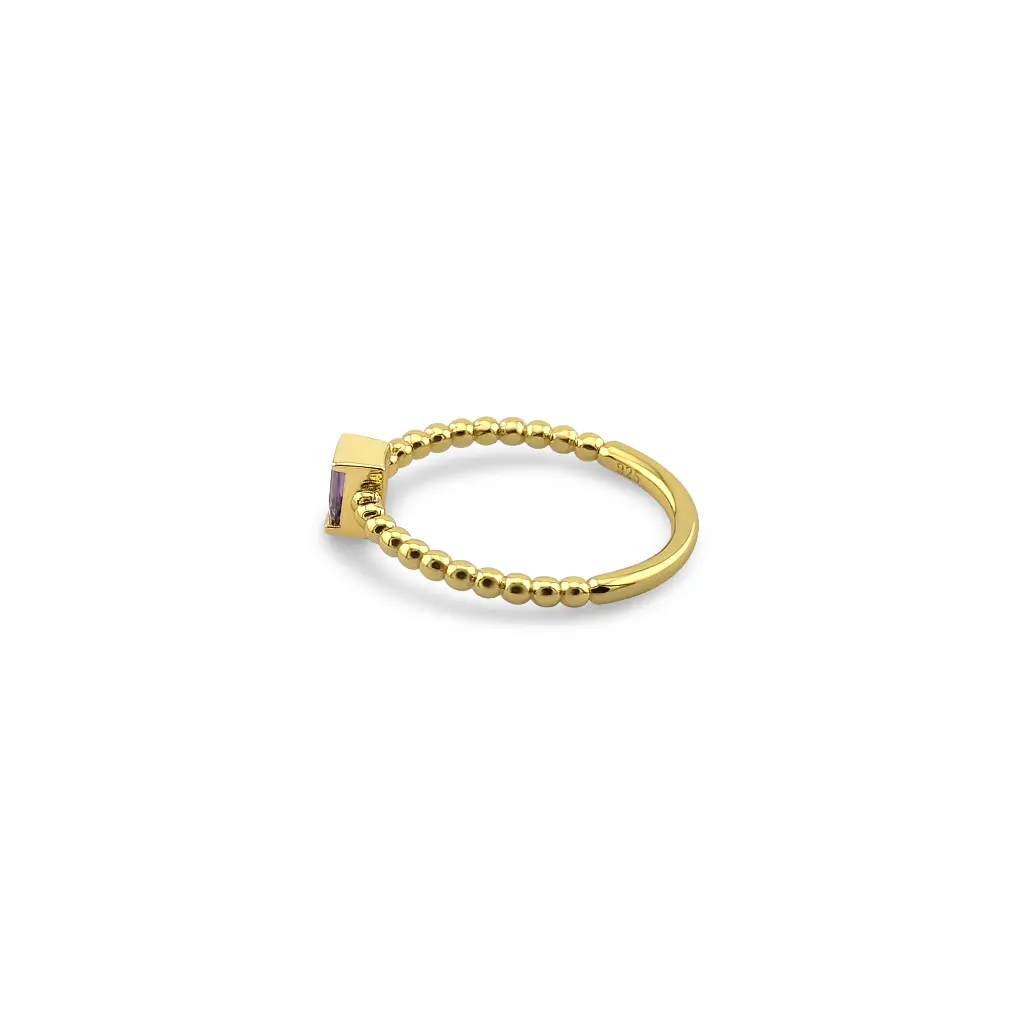 Gold Plated Square Amethyst Ring