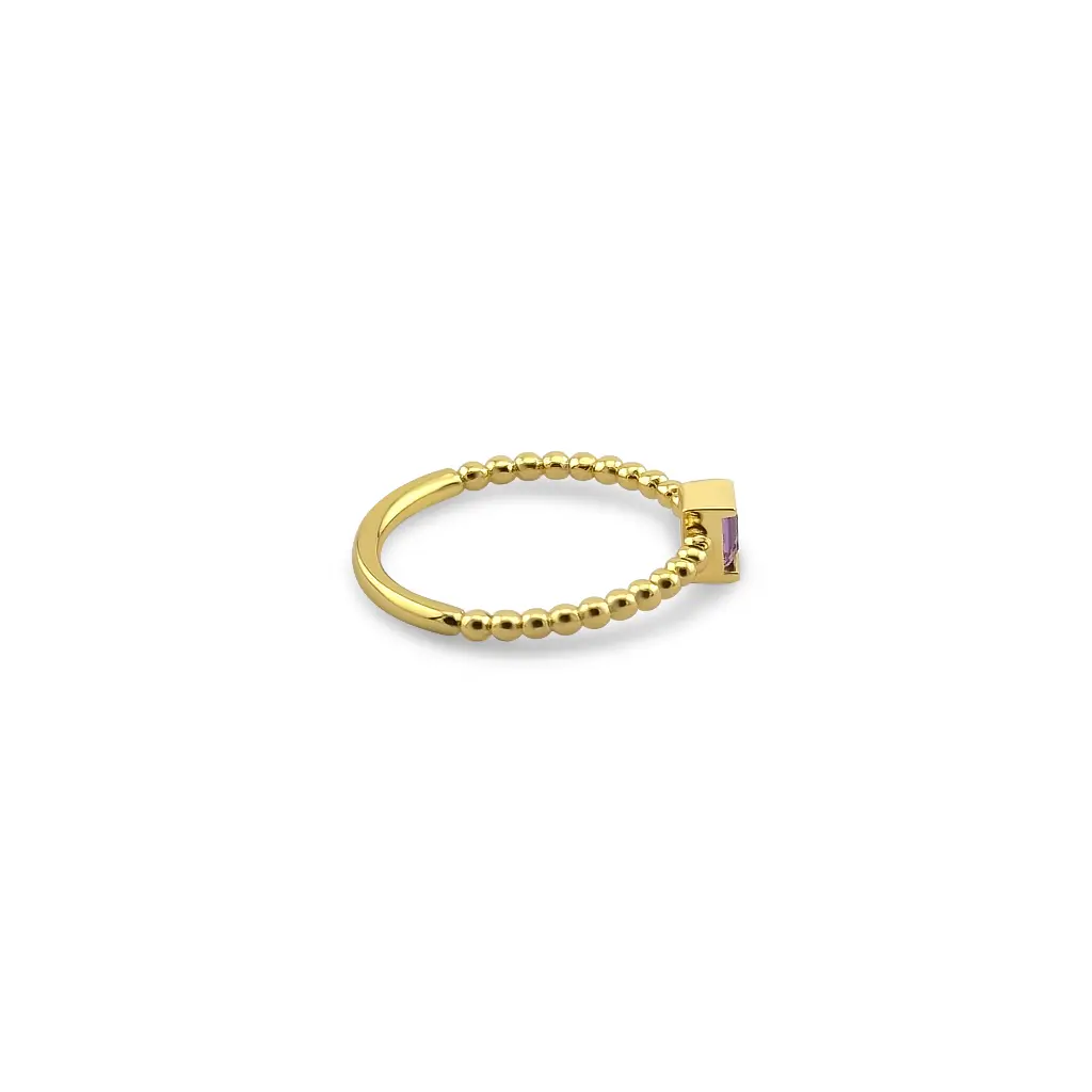 Gold Plated Square Amethyst Ring