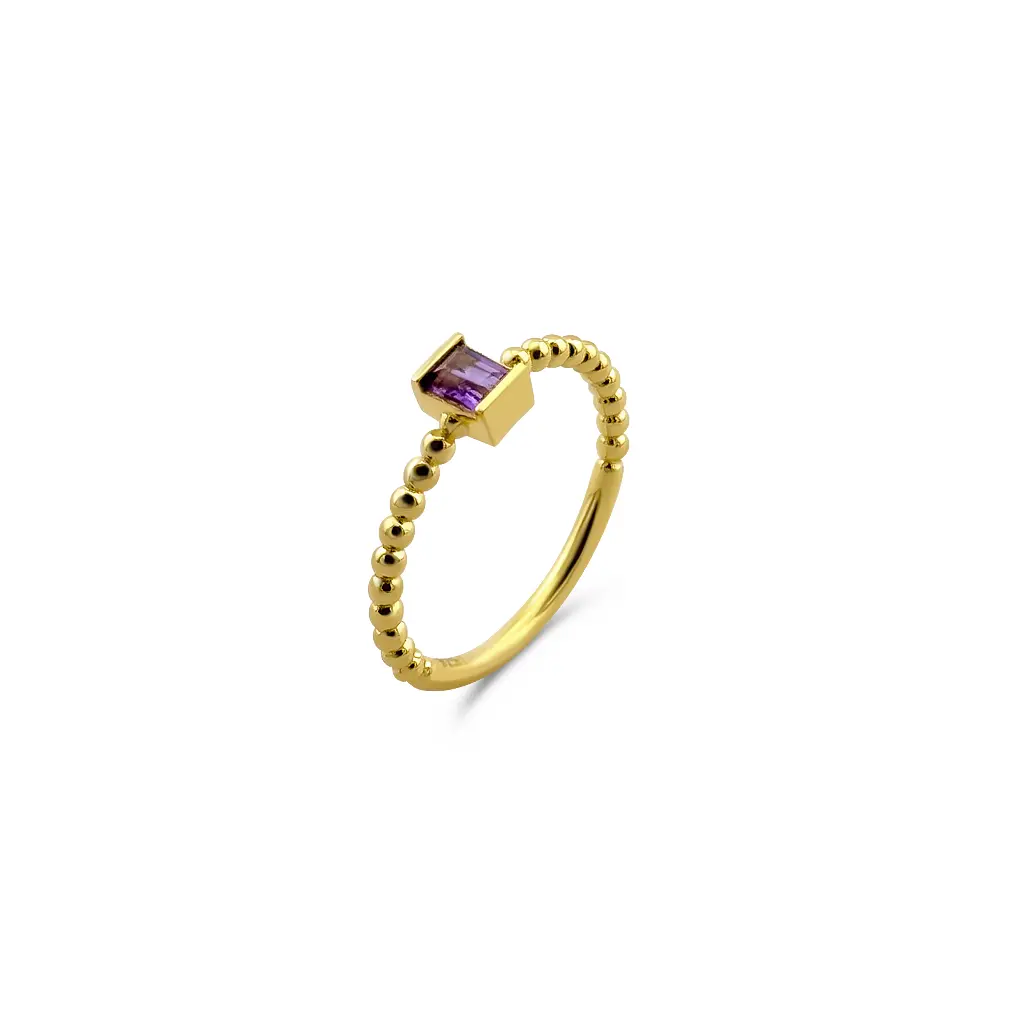 Gold Plated Square Amethyst Ring