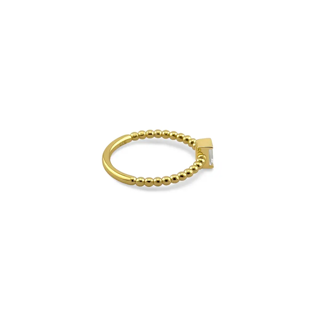Gold Plated Sky Blue Crystal Ring