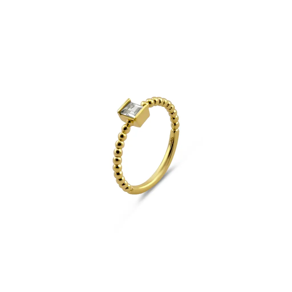 Gold Plated Sky Blue Crystal Ring