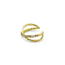 Gold Plated Crossover Diamond Studded Ring