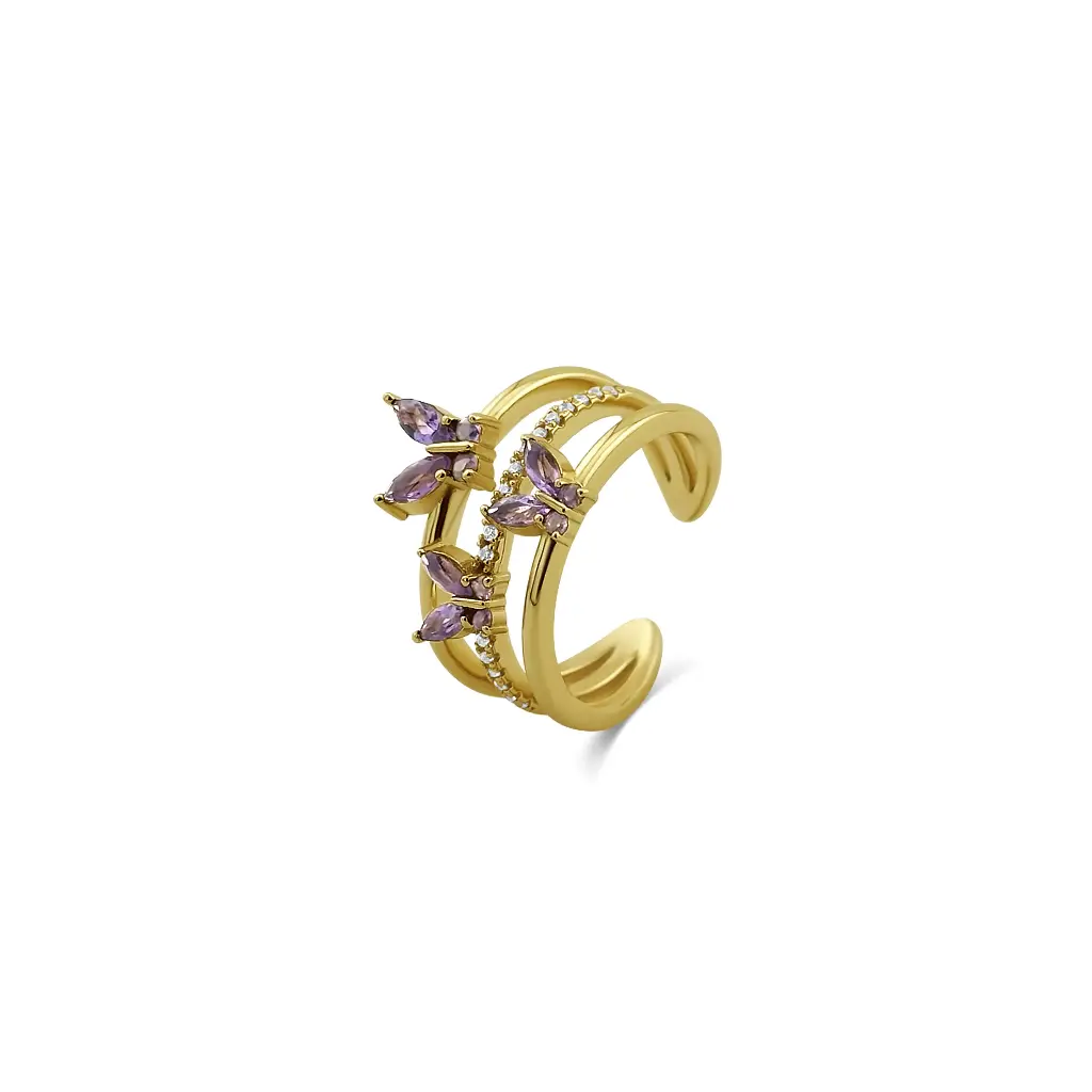 Enchanting Butterfly Ring with Amethyst and Diamond Accents