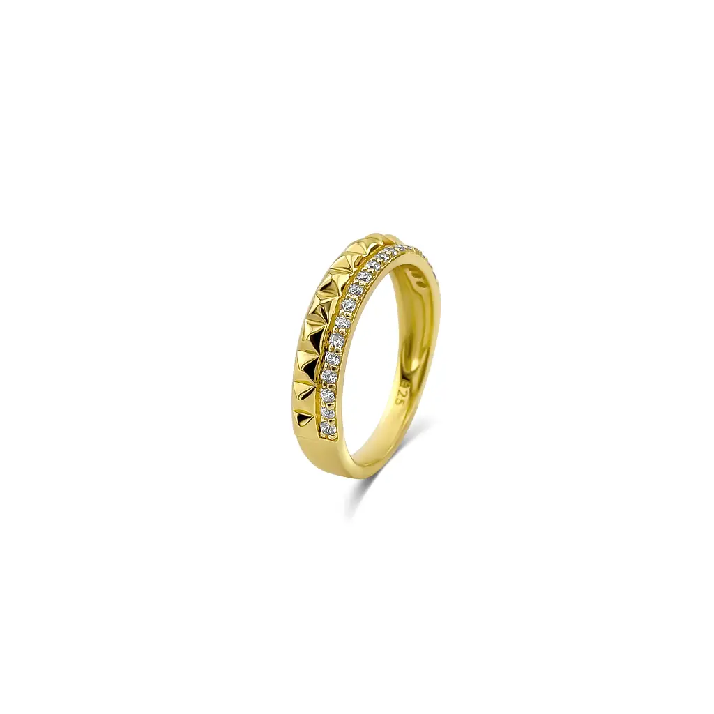 Classic Elegance: Gold Plated Sterling Silver CZ Ring