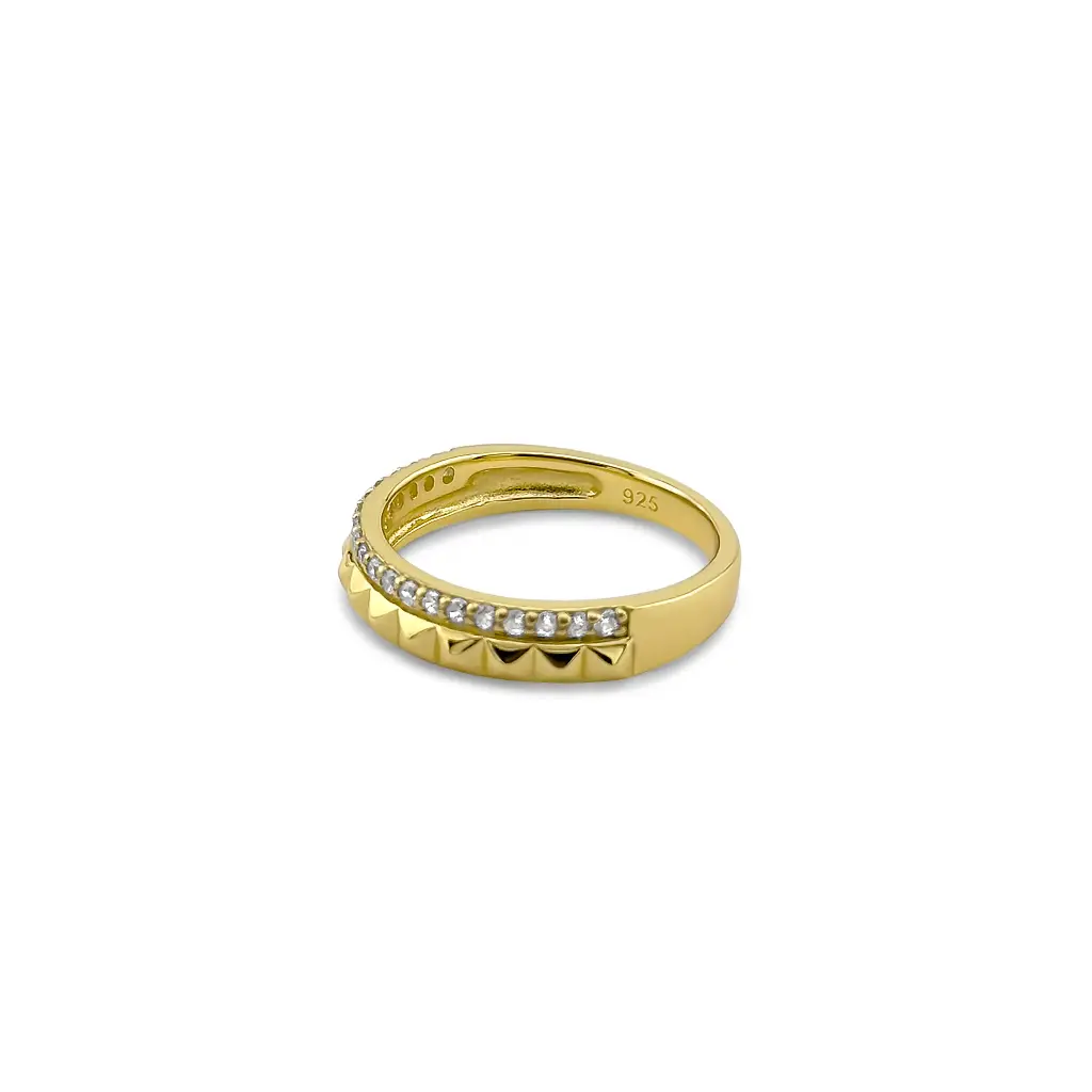 Classic Elegance: Gold Plated Sterling Silver CZ Ring