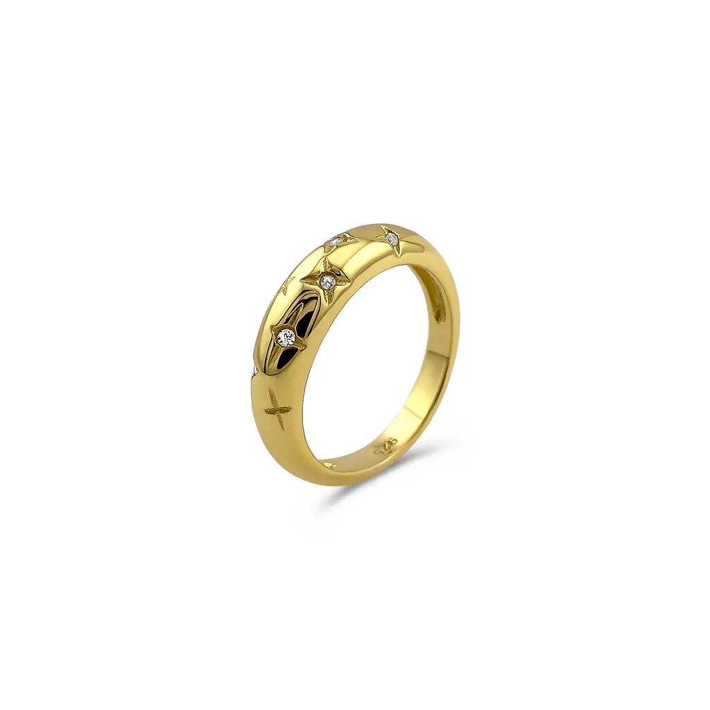 Twinkle Stacking Ring: Delicate Gold & CZ Band