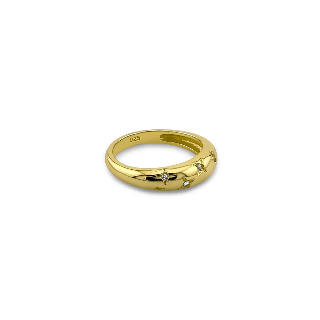 Twinkle Stacking Ring: Delicate Gold & CZ Band