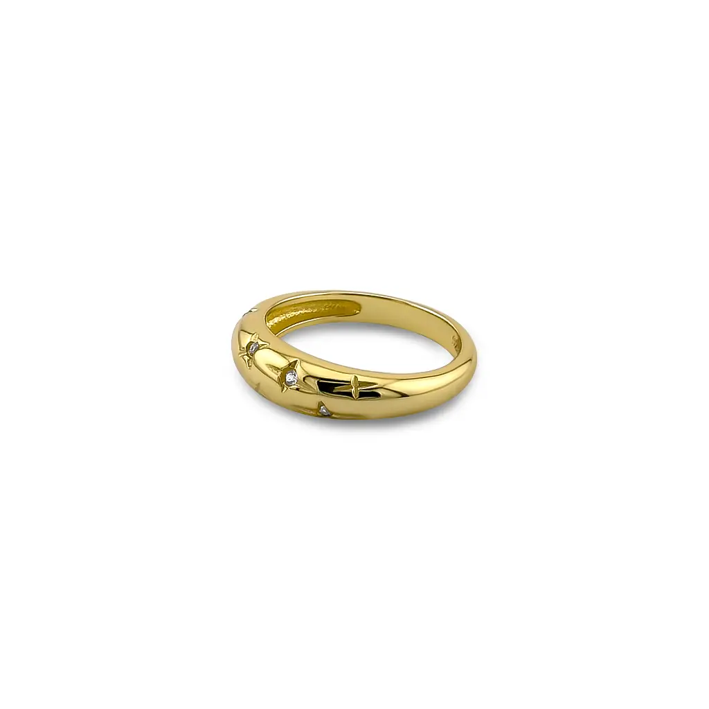 Twinkle Stacking Ring: Delicate Gold & CZ Band