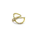 Gold Crossover Diamond Ring - Elegant and Sparkling