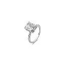 Dazzling Rhodium Plated Sterling Silver Ring with Cubic Zirconia Diamond