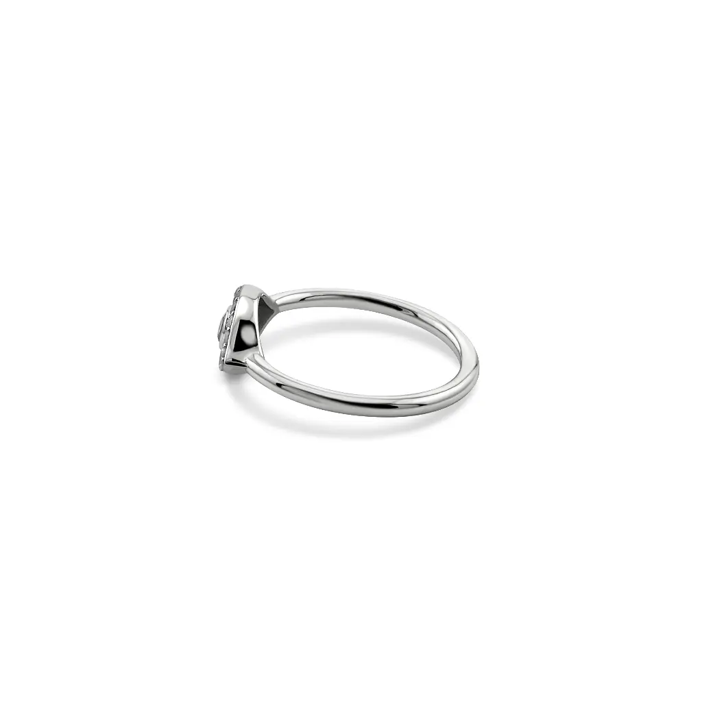 Sterling Silver Evil Eye Midi Ring with CZ Halo