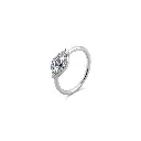 Sterling Silver Evil Eye Midi Ring with CZ Halo