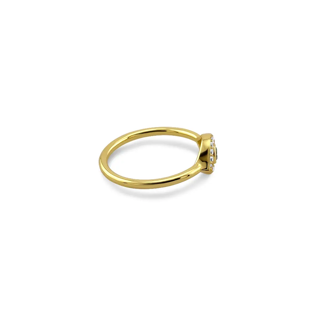 Gold Plated Sterling Silver Evil Eye Midi Ring with CZ Halo