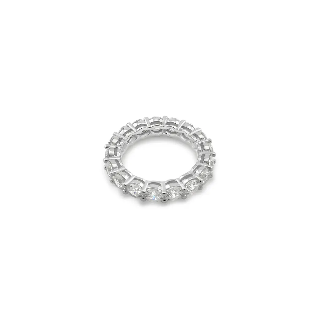 Sparkling Cubic Zirconia Eternity Band in Rhodium Plated Sterling Silver