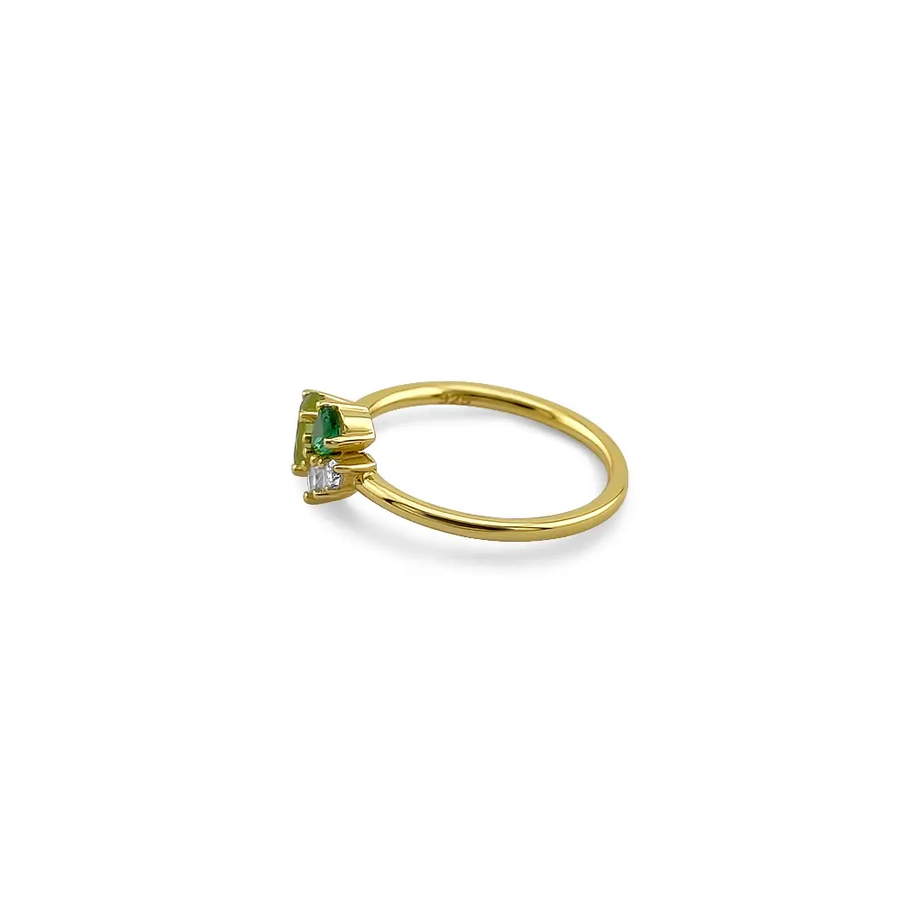 Gold Plated Gemstone Ring - Peridot, Emerald, Topaz & Cubic Zirconia