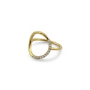 Elegant Gold-Plated Sterling Silver Open Circle Ring with Pave Diamonds