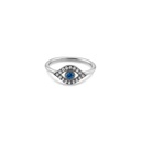 Sterling Silver Evil Eye Midi Ring with CZ Halo