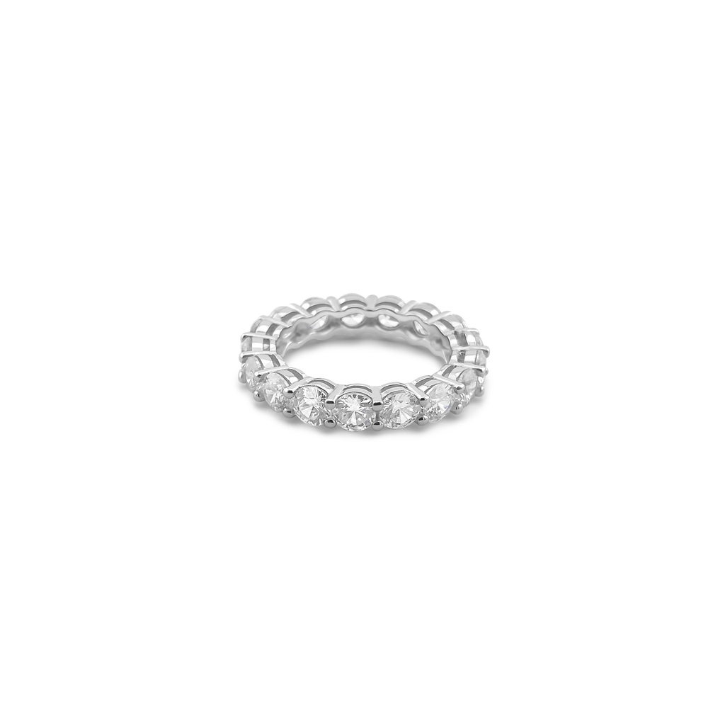 Sparkling Cubic Zirconia Eternity Band in Rhodium Plated Sterling Silver