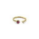 Gold Ring with Pink Stone - Delicate and Feminine