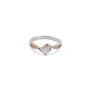 Stunning Two-Tone Diamond Ring with Side Stones and Twist Design