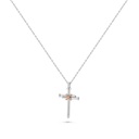 Simple Silver Cross Pendant Necklace with Rose Gold Accent