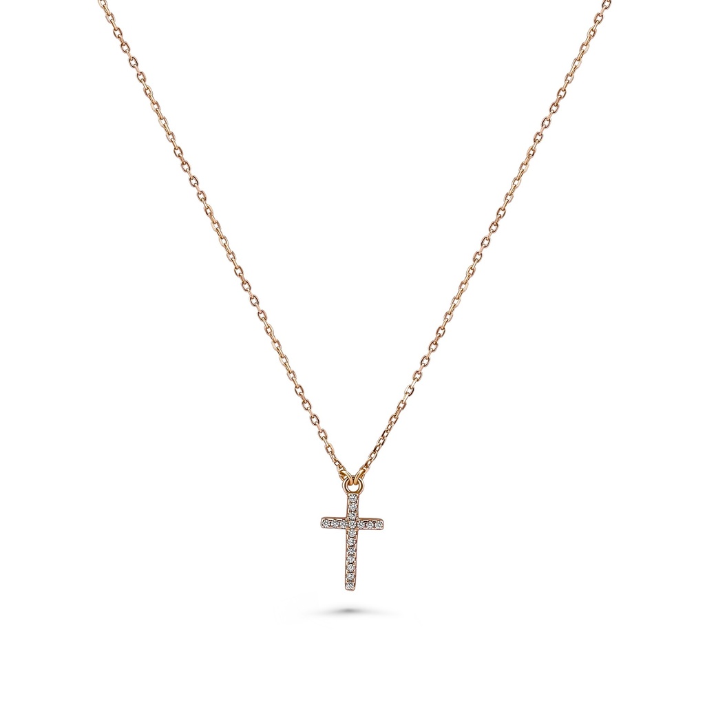 Rose Gold Cross Pendant Necklace for Women