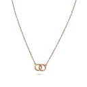 Flat Interlocking Circles Pendant Necklace - Rose Gold