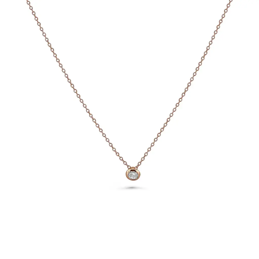 Center Diamond Necklace - Rose Gold Finish